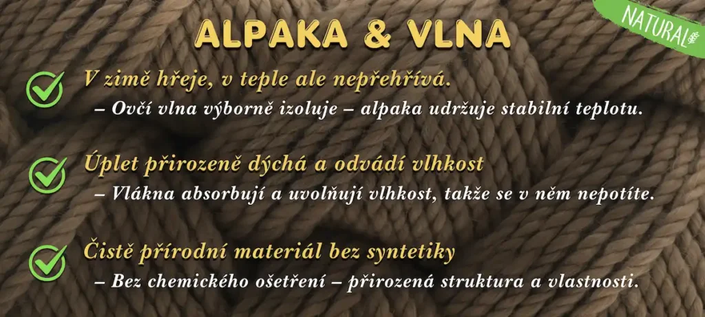 Výhody přírodní příze Andes složené z ovčí vlny a alpaky