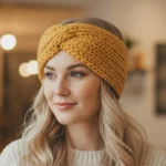 Pletená Čelenka se sukem, pletená vzorem brioche z příze Snow od Norské značky DROPS, upletená pomoci DIY Pletací Sady od Knitters & Coffee