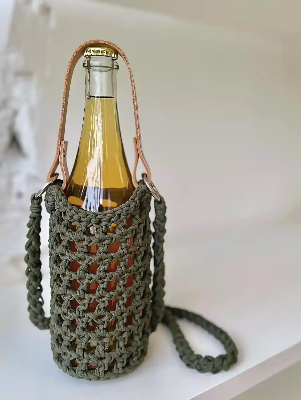 Háčkovaný nosič moss green