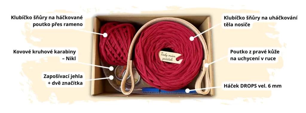 Obsah háčkovacího boxu – nosič